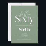 Modern enkel grönt med lägsta ålder 60 år inbjudningar<br><div class="desc">Modern,  minimal typografi,  enkel grönt för fotobyte och vit 60-årsinbjudan. En del av en contemporary.</div>