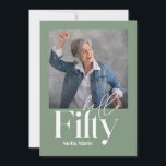 Modern enkel grönt med minsta möjliga ålder 50 år inbjudningar<br><div class="desc">Modern,  minimal typografi,  enkel grönt för fotobyte och vit 50-årsinbjudan. En del av en contemporary.</div>