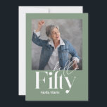 Modern enkel grönt med minsta möjliga ålder 50 år inbjudningar<br><div class="desc">Modern,  minimal typografi,  enkel grönt för fotobyte och vit 50-årsinbjudan. En del av en contemporary.</div>