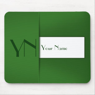 Modern enkel Grönt Monogram Namn - Mousepad Musmatta