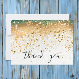 Modern enkel Grönt och Guld-sekvensskript Tack Kort