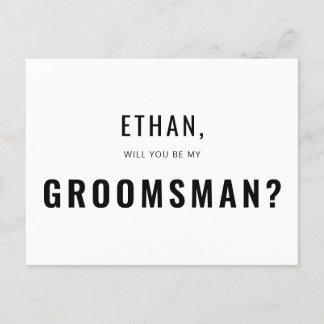 Modern enkel Groomsman-begäran Inbjudan Vykort