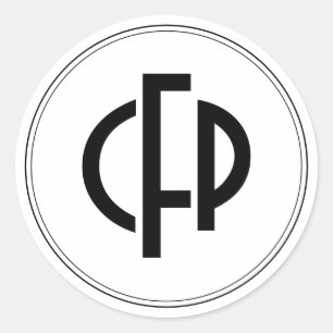 Modern enkel grundläggande initialer för runt klistermärke