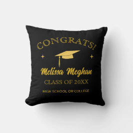 Modern enkel Guld Cap Typography Studenten Gift Kudde