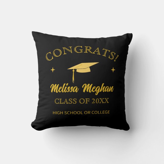 Modern enkel Guld Cap Typography Studenten Gift Kudde (Framsida)