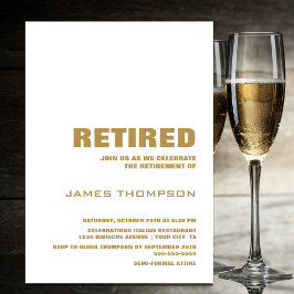 Modern Enkel Guld Pensionärsfest Modern Inbjudningar