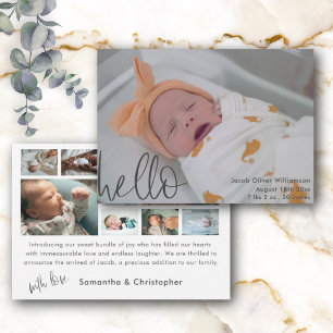 Modern Enkel Hälsning Baby Foto Annonsering Meddelande
