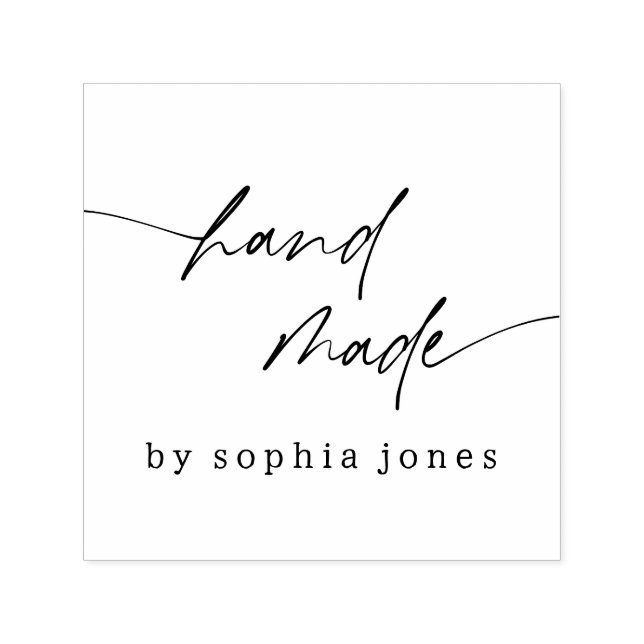 Modern, enkel, handgjord, svart, vit självfärgande stämpel (Design)