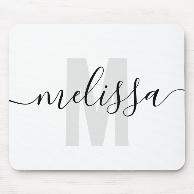 Modern enkel handskrift av Monogram Namn Musmatta (Framsidan)