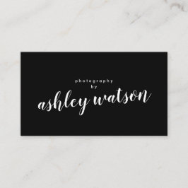 Modern enkel handskriven Calligraphy Plain Black Visitkort