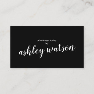 Modern enkel handskriven Calligraphy Plain Black Visitkort