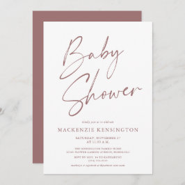 Modern enkel handskriven skript baby shower inbjudningar