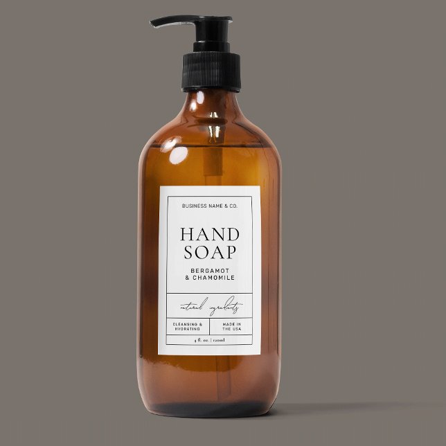 Modern, enkel handsoppa Tvätta vattensäker etikett (Minimalist waterproof vertical rectangle product label, perfect for liquid soaps, lotions and more!)