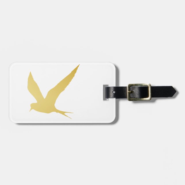 Modern, enkel & härlig hand plockadefågel i guld bagagebricka (Horisontell Framsida)