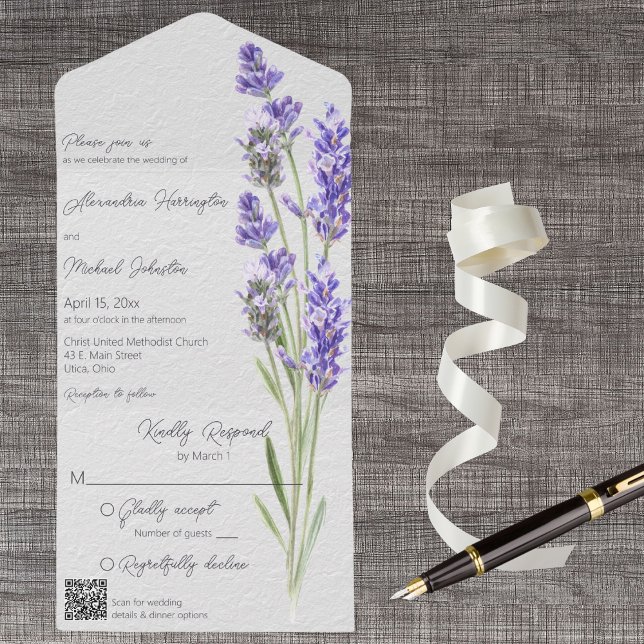 Modern enkel Heather Sprigs QR-kod (Also available without QR code. )