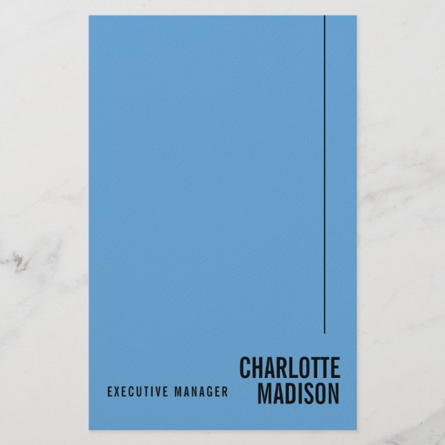 Modern Enkel Himmelblå Minimalistiskt Eget Namn Brevpapper (Framsida)