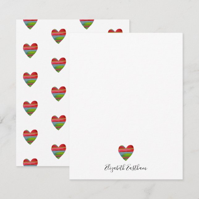 Modern Enkel Hjärtmanuskriptkort Anteckningskort (Fram/baksida)