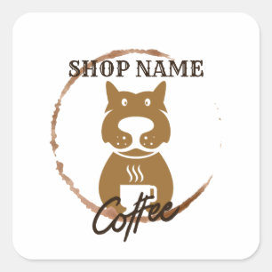 Modern enkel Hund Cafe Coffee Shop Fyrkantigt Klistermärke