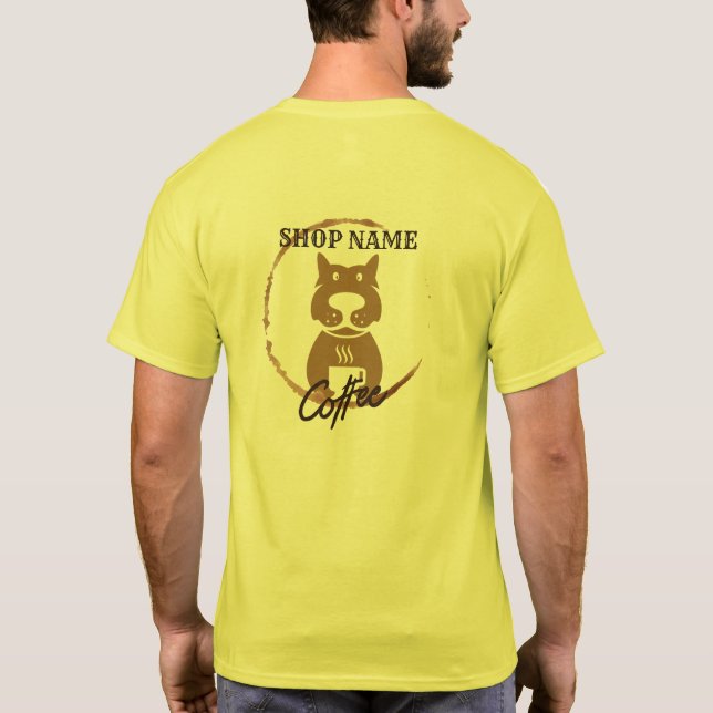 Modern Enkel Hundkafé Koffeeshop T Shirt (Baksida)