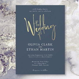 Modern enkel inbjudan till marin blå Guld-Elegant