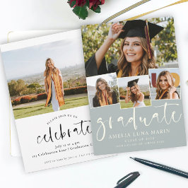 Modern enkel inbjudan till Photo Collage Studenten