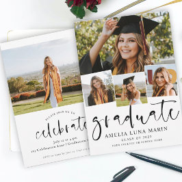 Modern enkel inbjudan till Photo Collage Studenten