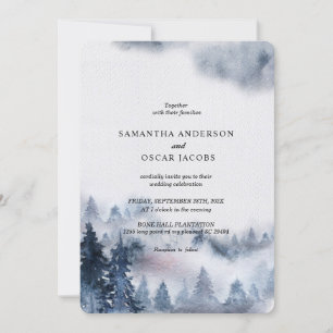 Modern enkel inbjudan till Winter Blue & White For