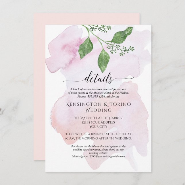 Modern enkel information Eucalyptus Foliage Bröllo Inbjudningar (Fram/baksida)