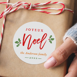 Modern, enkel Joyeux Noel God jul Favor Runt Klistermärke
