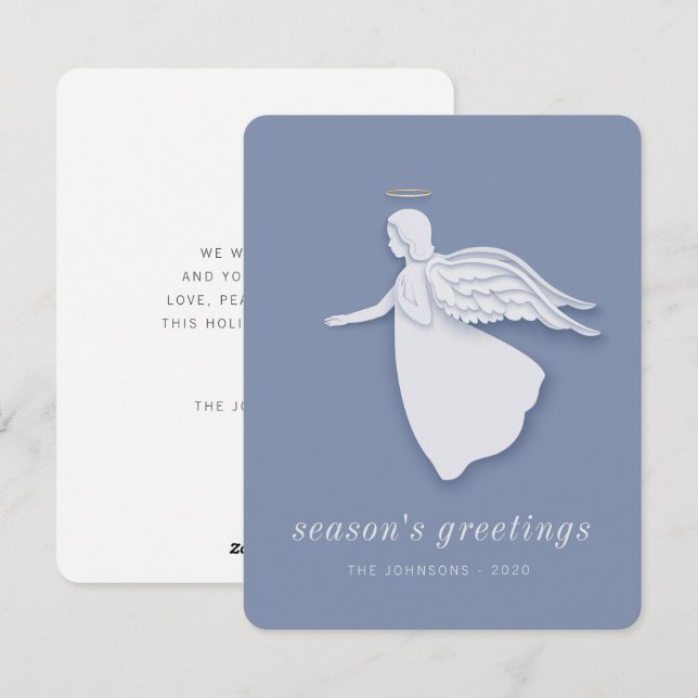 Modern enkel julängel julkort (Fram/baksida)