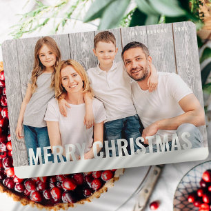 Modern enkel julfamiljsfoto i Hälsning Julkort