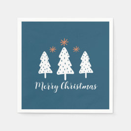 Modern enkel Julgranar och stjärnblå Pappersservett