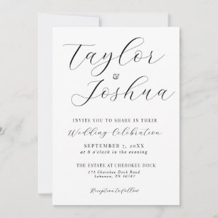Modern enkel kallelse till bröllop i Calligraphy Inbjudningar