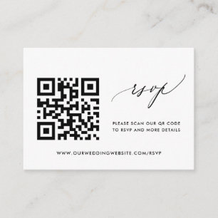 Modern enkel kalligrafi bröllops-svar QR-kod Tilläggskort