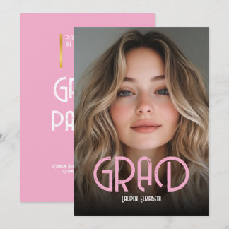 Modern enkel kalligrafi foto-examensinbjudan inbjudningar