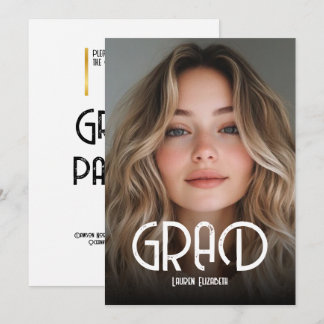 Modern enkel kalligrafi foto-examensinbjudan inbjudningar