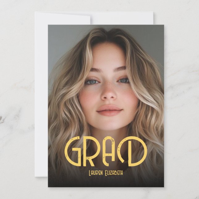 Modern enkel kalligrafi fotoexamen inbjudningar (Framsida)