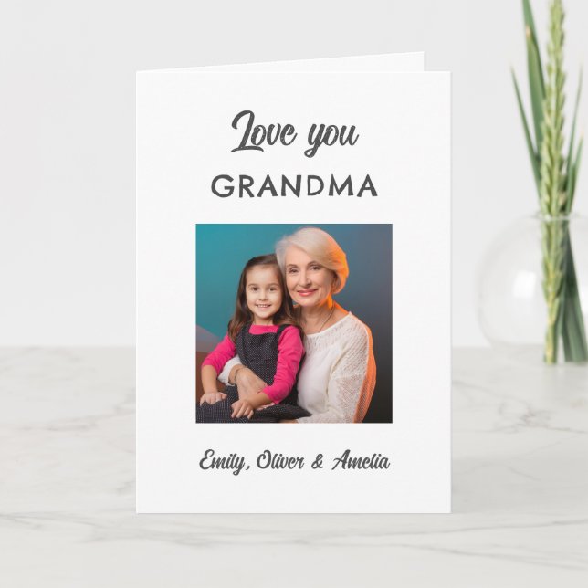 Modern Enkel Kärlek du Mormor Foto Helgkort (Framsida)