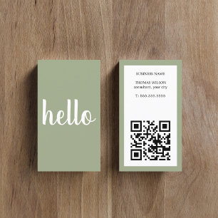 Modern Enkel Khaki Vit QR-kod Konsultant Visitkort