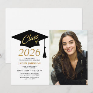 Modern enkel klass för 2023 års fotoStudentfest Inbjudningar