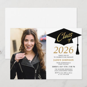 Modern enkel klass för 2025 års fotoStudentfest Inbjudningar