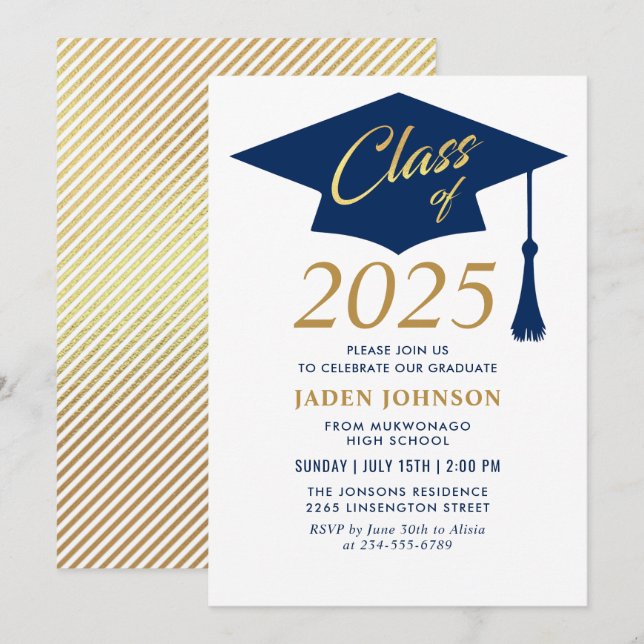 Modern enkel klass för 2025-Studentfesten Inbjudningar (Fram/baksida)