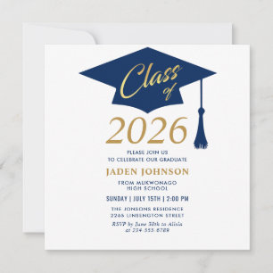 Modern enkel klass för 2025-Studentfesten Inbjudningar