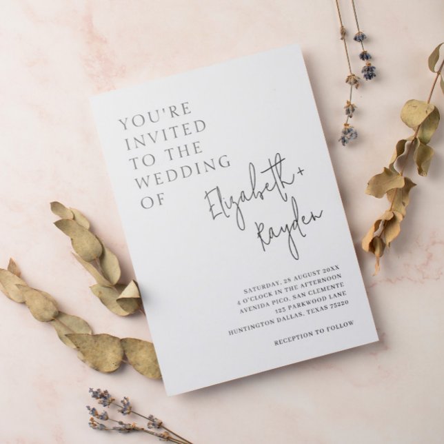 Modern enkel klassisk kalligrafi Bröllop Inbjudningar (Skapare uppladdad)