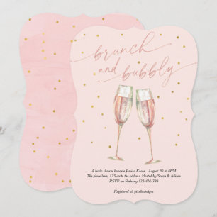 Modern enkel knapp på bubblan, chic champagne inbjudningar