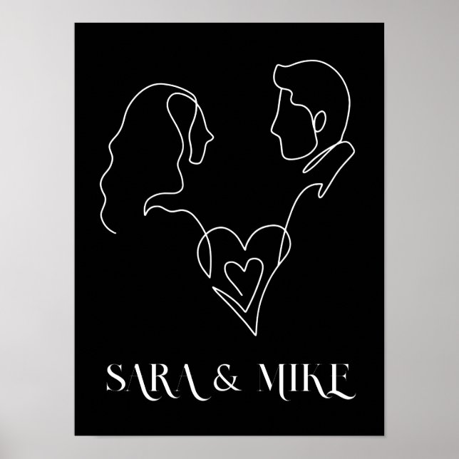 Modern enkel konst svart och vit,boho-chic poster (Framsidan)