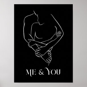 Modern enkel konst svart och vit,boho-chic poster