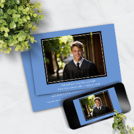 Modern enkel kornblomma Blå foto Studenten Inbjudningar