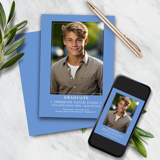 Modern enkel kornblomma Blå foto Studenten Meddelande (Skapare uppladdad)