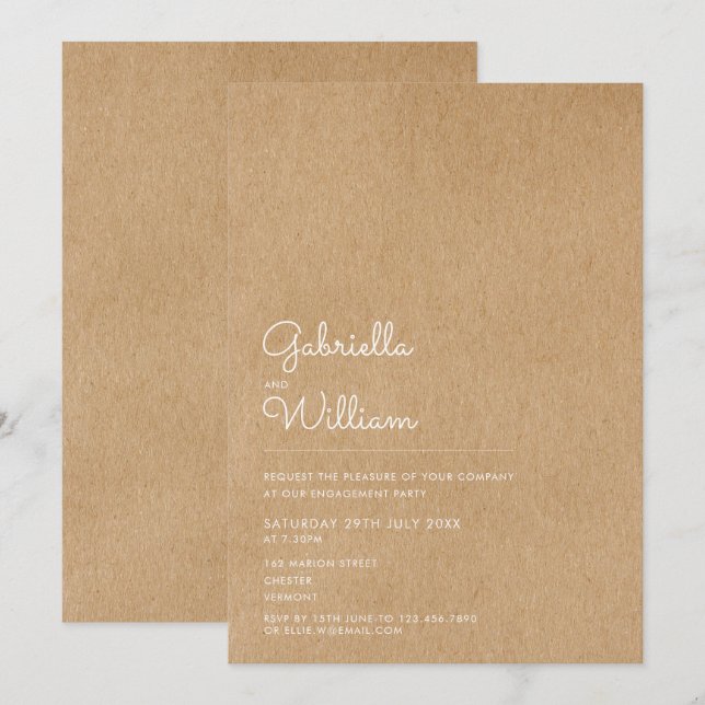 Modern Enkel Kraft Förlovningsfest Inbjudningar (Fram/baksida)